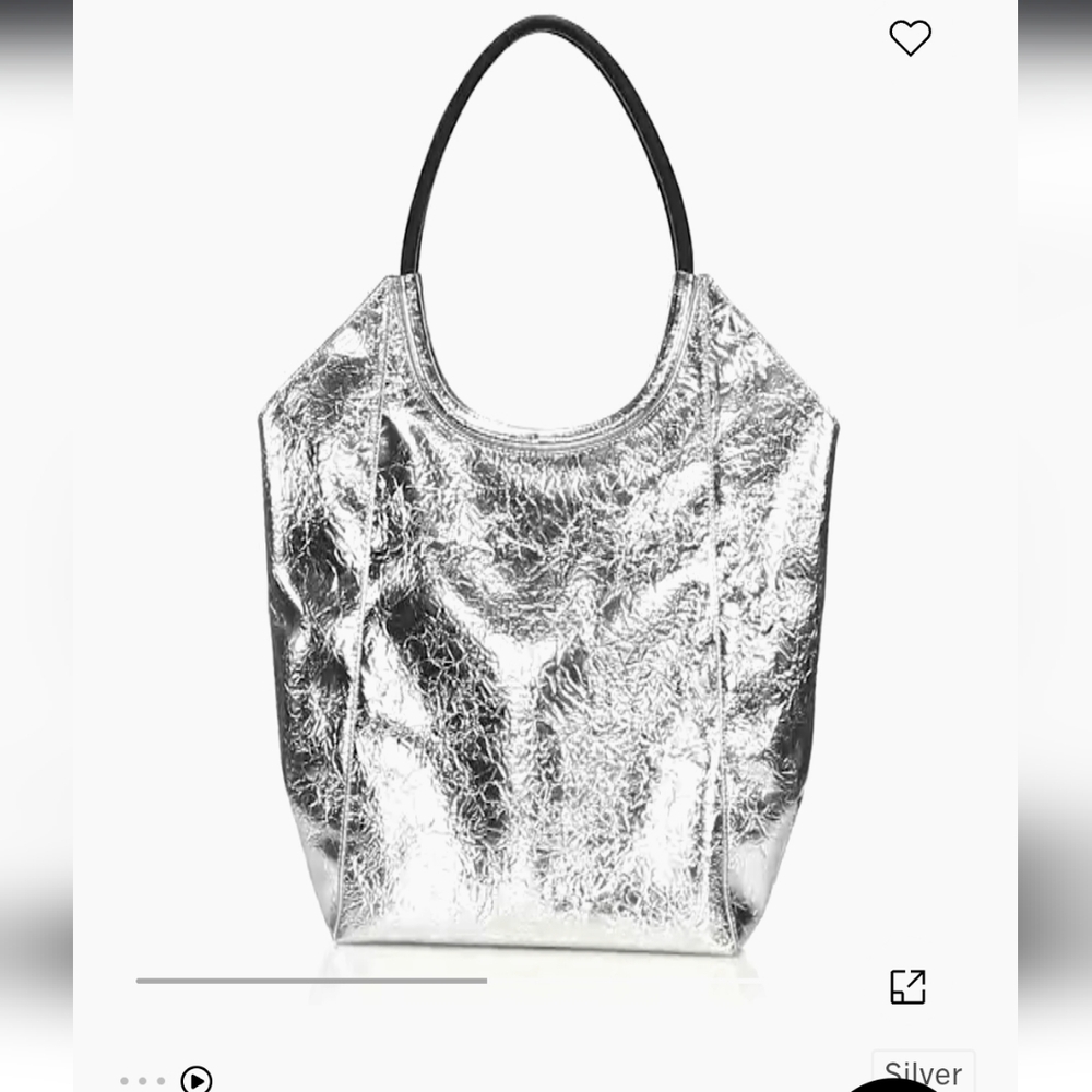 Rag & bone remi crinkle metallic shopper tote bag